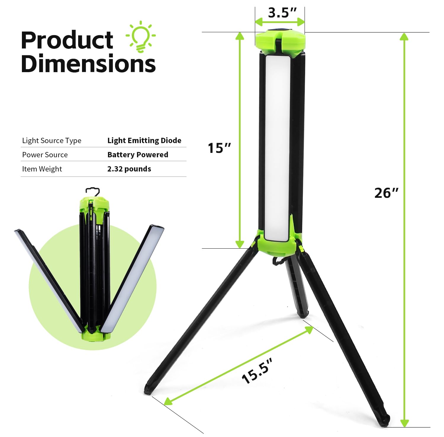 MaxWorks 50900 Rechargeable 360° LED Tower Work Light, 3000 Lumens